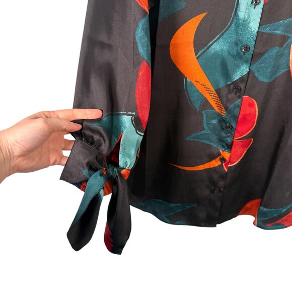 Chicos Abstract Floral Print Button Front Blouse Career Office Women 2.5 US L 14 - Picture 3 of 7